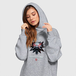 Женское худи-платье Ведьмак лого из игры, цвет: меланж — фото 2