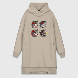 Женское худи-платье Бутхилл стикеры, цвет: миндальный