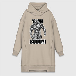 Женское худи-платье Ronnie Coleman- yeah buddy, цвет: миндальный