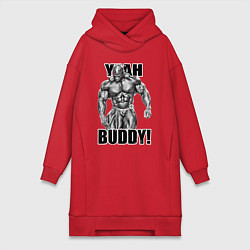 Женское худи-платье Ronnie Coleman- yeah buddy, цвет: красный