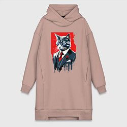 Женская толстовка-платье Кот джентльмен с голубыми глазами - мем