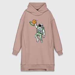 Женское худи-платье Космический баскет, цвет: пыльно-розовый