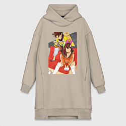 Женское худи-платье Дандадан: Момо Аясэ, цвет: миндальный