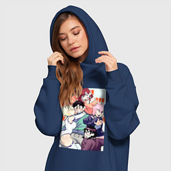 Женское худи-платье Дандадан: Момо Аясэ, цвет: тёмно-синий — фото 2