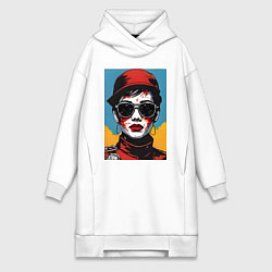 Женская толстовка-платье Девушка арт портрет