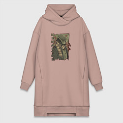 Женское худи-платье Хищник в ненастную погоду, цвет: пыльно-розовый