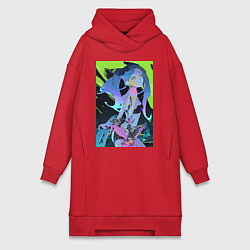 Женское худи-платье Киберпанк Люсина Кусинада, цвет: красный