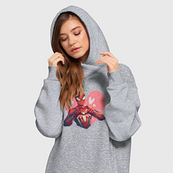 Женское худи-платье Человек-паук в сердце, цвет: меланж — фото 2