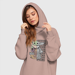 Женское худи-платье Unknown specis - Baby Yoda, цвет: пыльно-розовый — фото 2