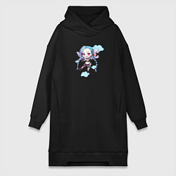 Женское худи-платье Chibi Jinx, цвет: черный