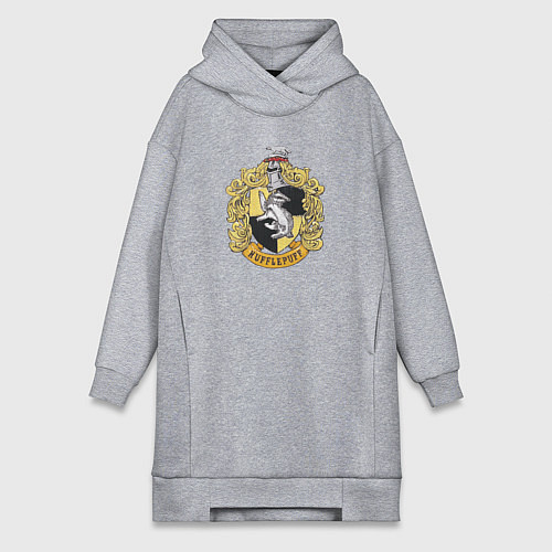 Женская толстовка-платье Hufflepuff факультет университета Хогвартс с барсу / Меланж – фото 1