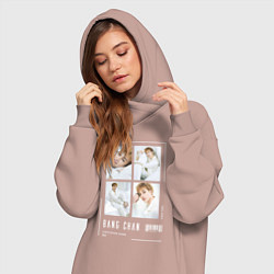 Женское худи-платье Bang chan stray kids cute, цвет: пыльно-розовый — фото 2