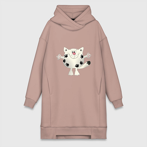 Женская толстовка-платье Кот в лапах / Пыльно-розовый – фото 1