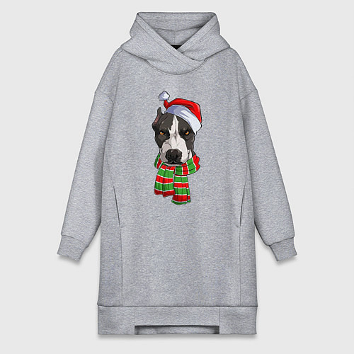Женская толстовка-платье Новогодний питбуль / Меланж – фото 1