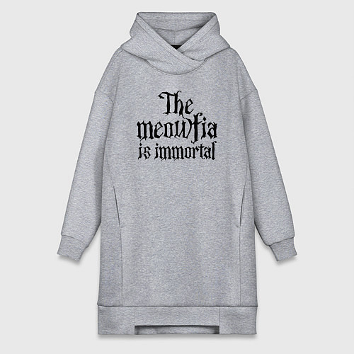 Женская толстовка-платье Мяуфия бессмертна - девиз / Меланж – фото 1