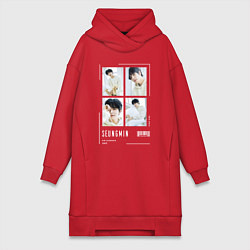 Женское худи-платье Seungmin stray kids cute, цвет: красный