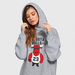 Женское худи-платье Gangsta Bulls 23 цвета меланж — фото 2