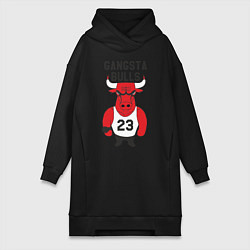 Женское худи-платье Gangsta Bulls 23, цвет: черный