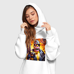 Женское худи-платье Гомер Симпсон и Арнольд Шварценеггер - коллаба, цвет: белый — фото 2