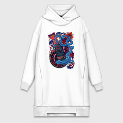 Женское худи-платье Арт змеи и черепа, цвет: белый
