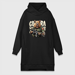 Женское худи-платье Cool capybara - military style, цвет: черный