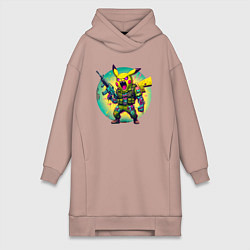 Женское худи-платье Cool Pikachu - special forces, цвет: пыльно-розовый
