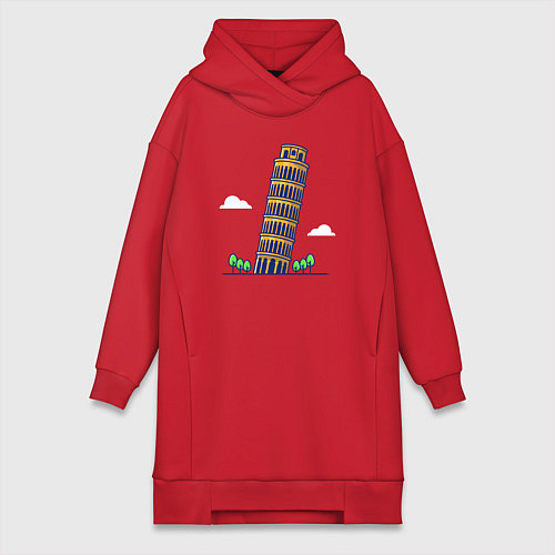 Женская толстовка-платье Башня в Пизе / Красный – фото 1