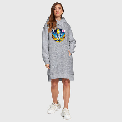 Женская толстовка-платье Космонавт Барт Симпсон на другой планете / Меланж – фото 4