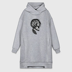 Женское худи-платье Punks skulls, цвет: меланж
