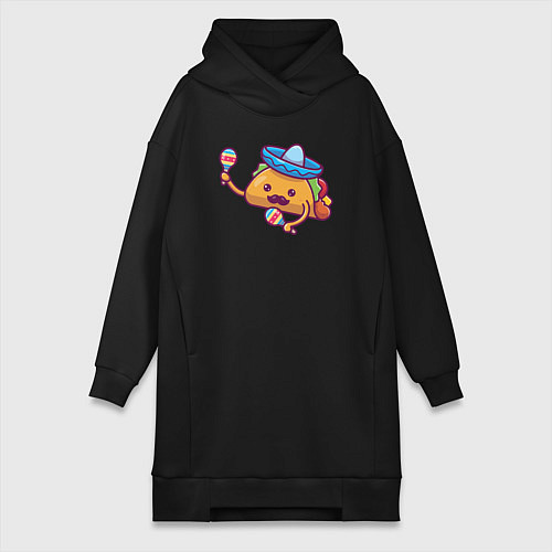 Женская толстовка-платье Мексиканский такос / Черный – фото 1