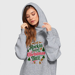 Женское худи-платье Новогодняя атмосфера rockin around the christmas t, цвет: меланж — фото 2