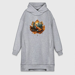 Женская толстовка-платье Лиса и лист