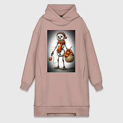 Женская толстовка-платье Снеговик с мандаринками