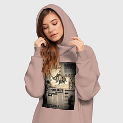 Женское худи-платье Важные новости, цвет: пыльно-розовый — фото 2