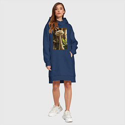 Женское худи-платье Кот с длинной шеей, цвет: тёмно-синий — фото 2
