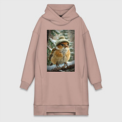 Женская толстовка-платье Воробей в шапке