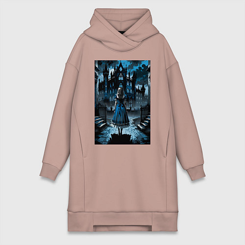 Женская толстовка-платье Готичная Алиса в стране чудес / Пыльно-розовый – фото 1