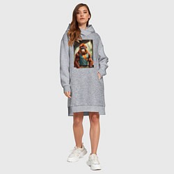 Женское худи-платье Орангутанг хуманизация, цвет: меланж — фото 2