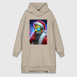 Женское худи-платье Simpson Claus - cyberpunk, цвет: миндальный
