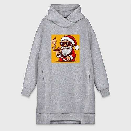Женская толстовка-платье Санта Клаус курит / Меланж – фото 1