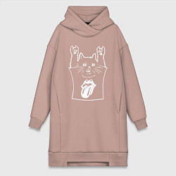 Женское худи-платье Rolling Stones - cat rock, цвет: пыльно-розовый