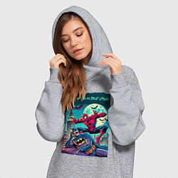 Женское худи-платье Чувак паук против чувака летучей мыши - нейроарт п, цвет: меланж — фото 2