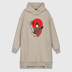Женское худи-платье Гордый самурай, цвет: миндальный