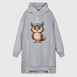 Женское худи-платье Сова геймер, цвет: меланж