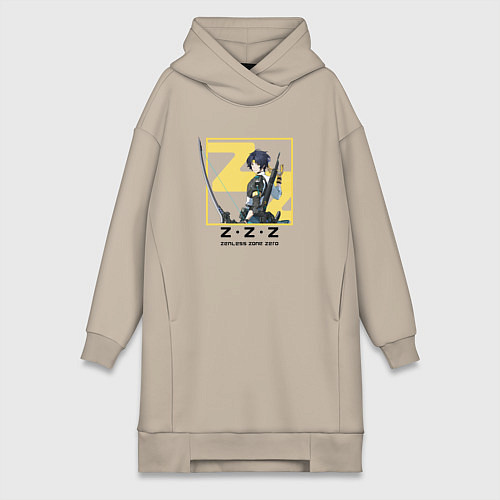 Женская толстовка-платье Асаба Харумаса - Zenless Zone Zero / Миндальный – фото 1