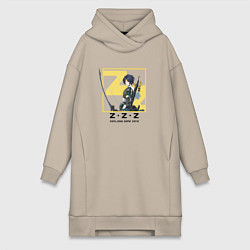 Женское худи-платье Асаба Харумаса - Zenless Zone Zero, цвет: миндальный