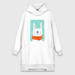 Женская толстовка-платье Снежный заяц с шарфом