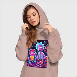 Женское худи-платье Рик и Морти - паучок и грибочки, цвет: пыльно-розовый — фото 2