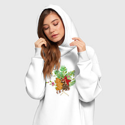 Женское худи-платье Новогодний букет, цвет: белый — фото 2