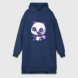 Женское худи-платье Миленькая панда, цвет: тёмно-синий